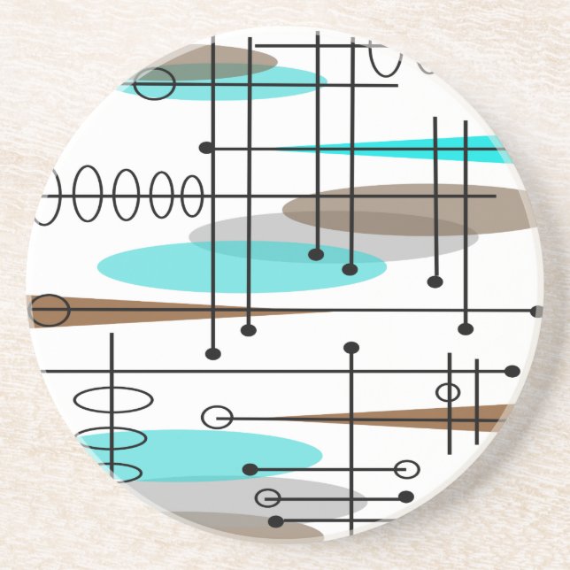 Atomic Era Inspired Mid-Century Design 13 Coaster (Front)