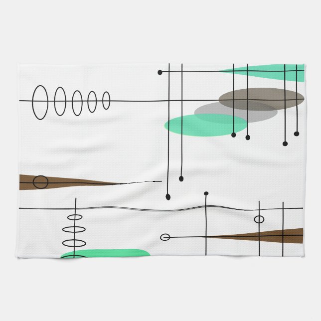 Atomic Era Inspired Mid-Century Design 14 Tea Towel (Horizontal)