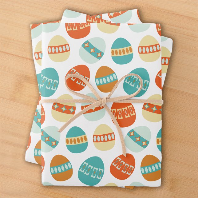 Atomic Era, Mid Century Mod, Easter Eggs Pattern Wrapping Paper Sheet (Creator Uploaded)