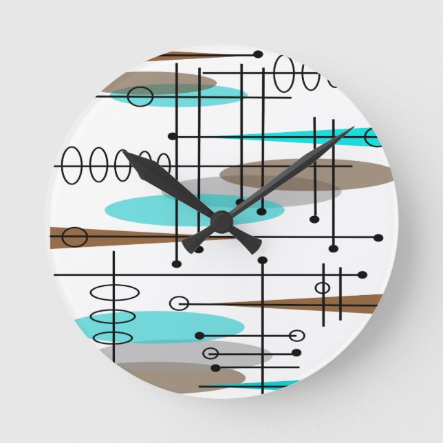 Atomic Era Mid-Century Modern Abstract Round Clock (Front)