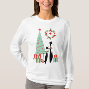 Atomic Era Mid Century Modern Cool Cat Christmas T-Shirt
