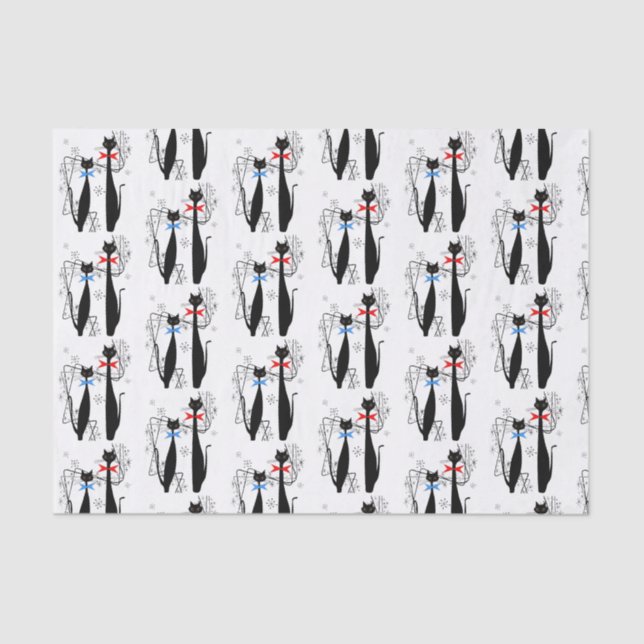 Atomic Era Mid Century Modern Cool Cat Pair Tissue Paper (Front)