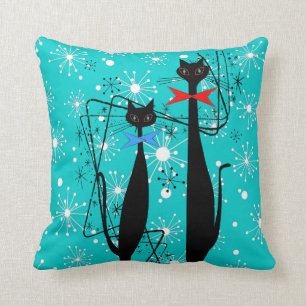 Atomic Era Mid Century Modern Cool Cat Starburst Cushion