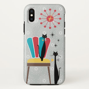 Atomic Era Mid Century Modern Cool Cats & Chair iPhone X Case