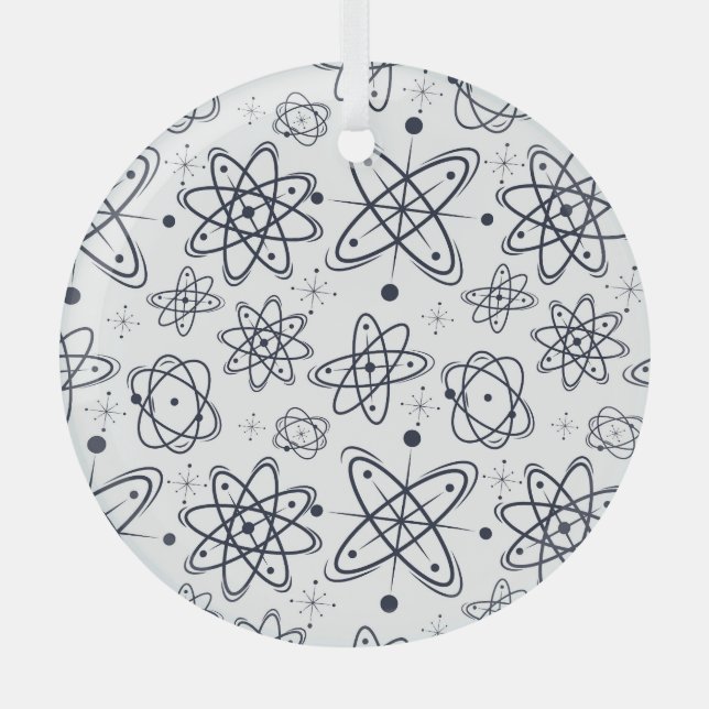 Atomic Era: Mid-Century Modern Patterns Glass Tree Decoration (Front)