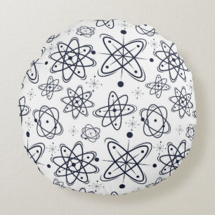 Atomic Era: Mid-Century Modern Patterns Round Cushion