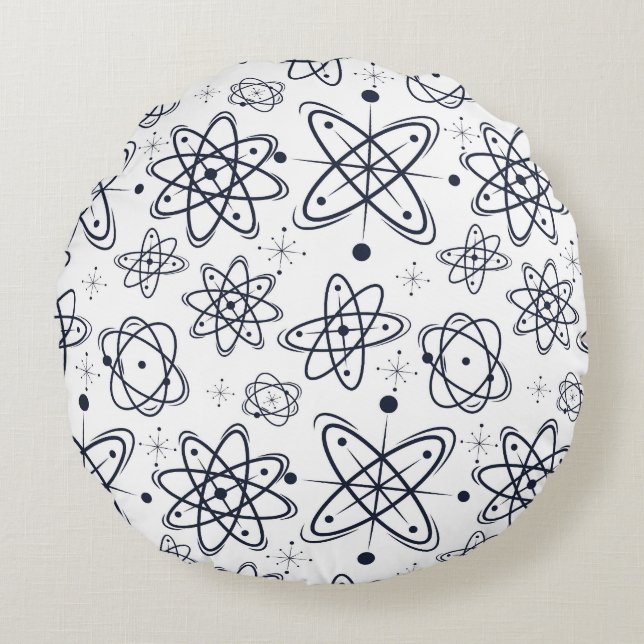 Atomic Era: Mid-Century Modern Patterns Round Cushion (Front)