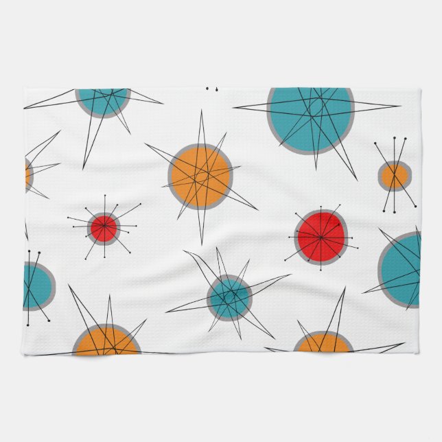 Atomic Era Planets Tea Towel (Horizontal)