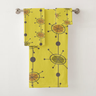 Atomic Era Satellites Chartreuse Bath Towel Set