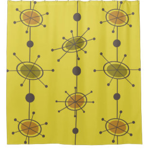 Atomic Era Satellites Chartreuse Shower Curtain