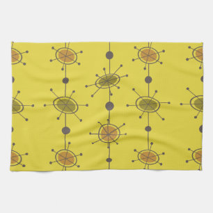 Atomic Era Satellites Chartreuse Tea Towel