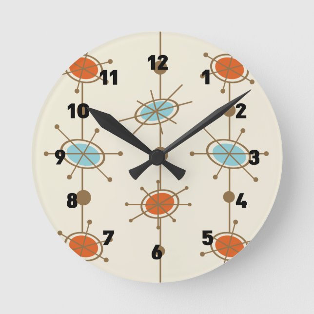 Atomic Era Satellites Round Clock (Front)