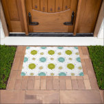 Atomic Era Science Mid-century Modern Pattern Doormat<br><div class="desc">This fabulous mid century modern pillow features 3 atomic shapes,  in the colours of light blue,  green,  and yellow. This will make a charming addition to any home!</div>