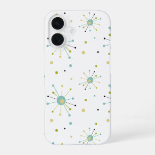 Atomic Era Starburst and Dots Mid Century Modern iPhone 16 Case