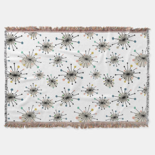 Atomic Era Starburst Mid Century Modern Throw Blanket
