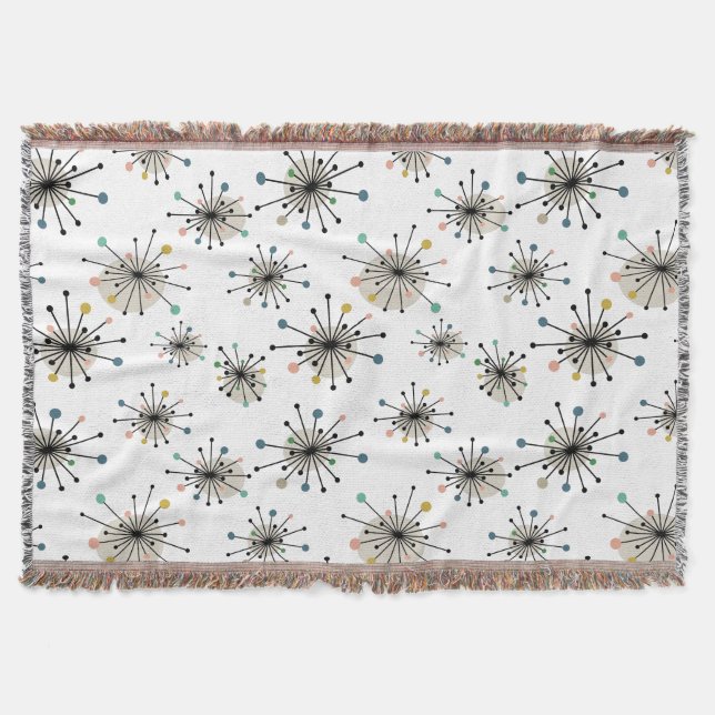 Atomic Era Starburst Mid Century Modern Throw Blanket (Front)