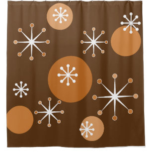 Atomic Era Starbursts Burnt Orange Shower Curtain