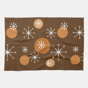 Atomic Era Starbursts Burnt Orange Tea Towel