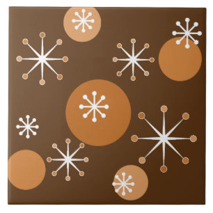 Atomic Era Starbursts Burnt Orange Tile