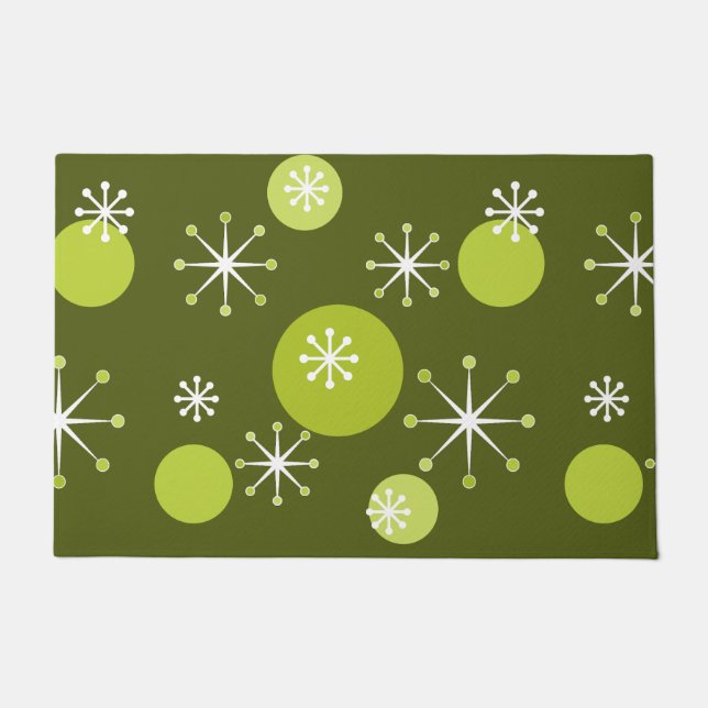 Atomic Era Starbursts Olive Green Doormat (Front)