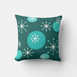 Atomic Era Starbursts Teal Cushion