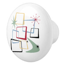 Atomic Era Stars Boomerang Squares Mid-Century