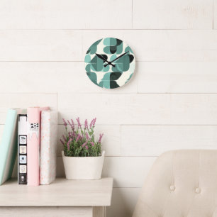 Atomic Era Vintage MCM Mid Century Modern Teal Round Clock