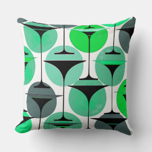 Atomic Fifties Inspired Martinis In Grey, Blue Cushion