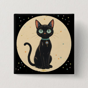Atomic Futuristic Black Cat Moon 15 Cm Square Badge