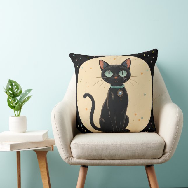 Atomic Futuristic Black Cat Moon  Cushion (Chair)