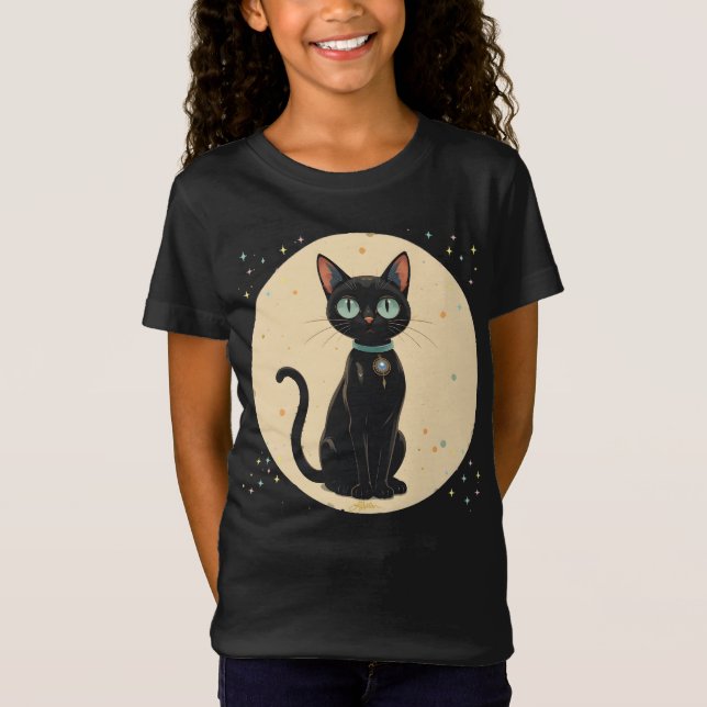 Atomic Futuristic Black Cat Moon T-Shirt (Front)