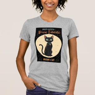 Atomic Futuristic Black Cat Moon with text T-Shirt