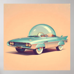 Atomic Futuristic Bubble Blaster Car Poster