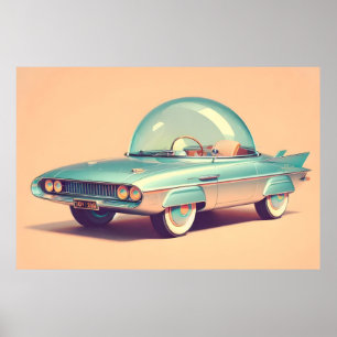 Atomic Futuristic Bubble Blaster Car  Poster