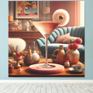 Atomic Futuristic Cherry Blossom Martini Canvas Print