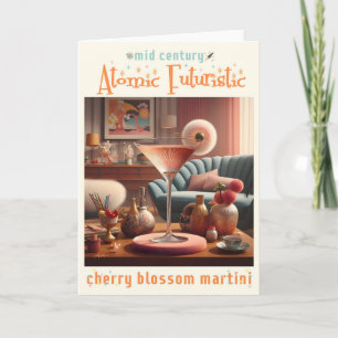 Atomic Futuristic Cherry Blossom Martini Card