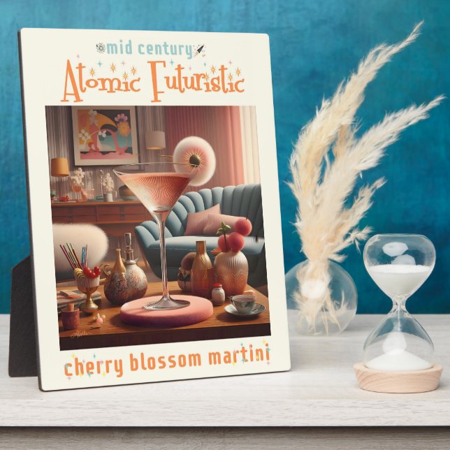 Atomic Futuristic Cherry Blossom Martini Plaque (Side)