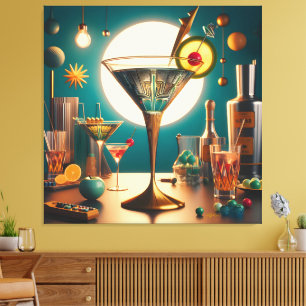 Atomic Futuristic Circuit Board Martini Canvas Print