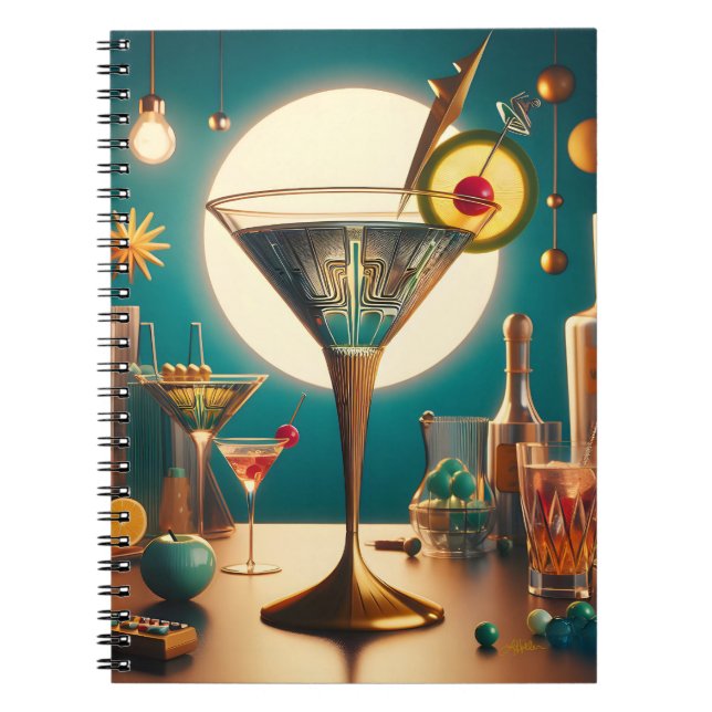 Atomic Futuristic Circuit Board Martini Notebook (Front)
