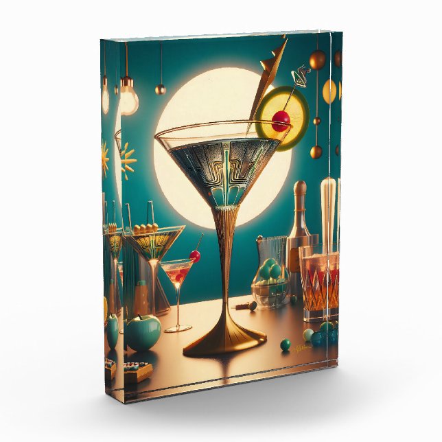 Atomic Futuristic Circuit Board Martini Photo Block (Left)