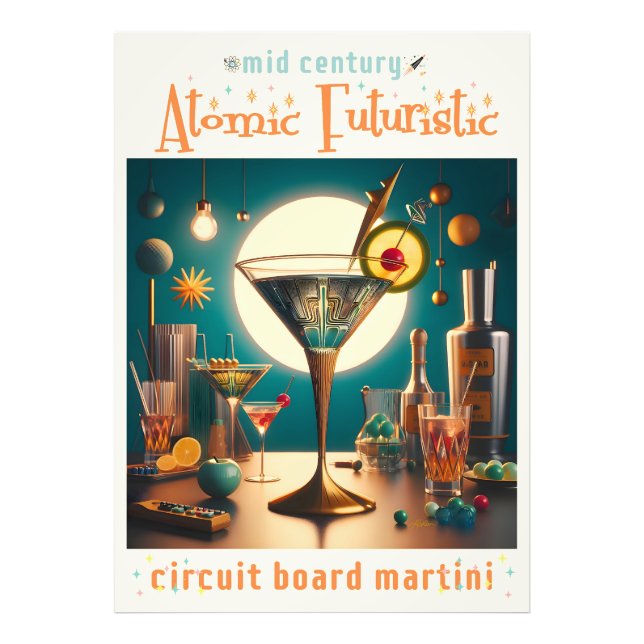 Atomic Futuristic Circuit Board Martini Photo Print (Front)