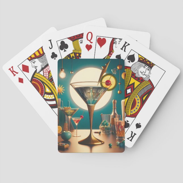 Atomic Futuristic Circuit Board Martini Playing Cards (Back)