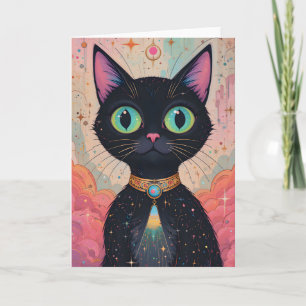 Atomic Futuristic Cosmic Black Cat Universe Card