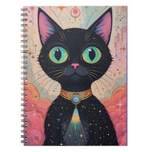 Atomic Futuristic Cosmic Black Cat Universe Notebook