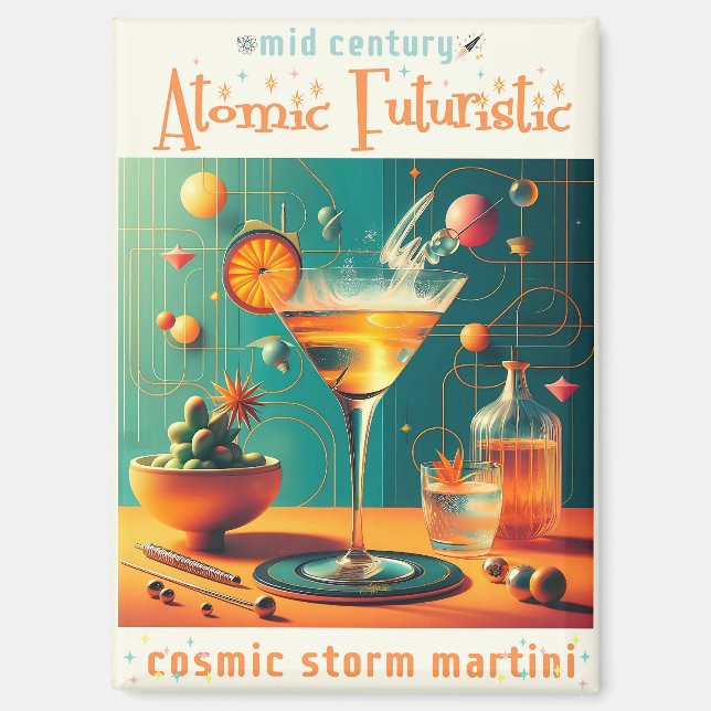 Atomic Futuristic Cosmic Storm Martini Magnet (Front)