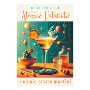 Atomic Futuristic Cosmic Storm Martini Photo Print