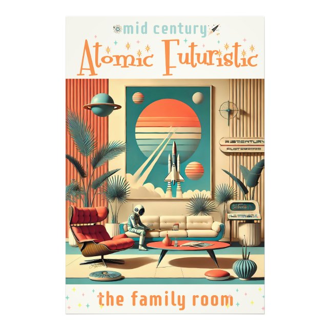 Atomic Futuristic Florida Space Age Family Room Photo Print (Front)