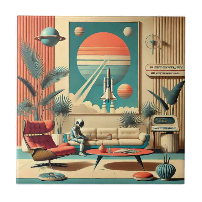 Atomic Futuristic Florida Space Age Family Room Tile (Front)