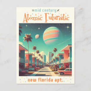 Atomic Futuristic New Florida Apartments Postcard