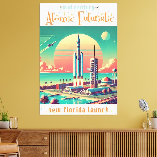 Atomic Futuristic New Florida Launch Site Canvas Print (Insitu(LivingRoom))